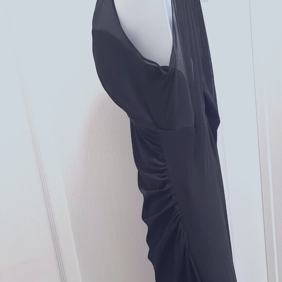 Nightway Collections Beaded Mesh Long Maxi Black Dress-Lined to top of Slit-Sz.1 - Picture 8 of 16